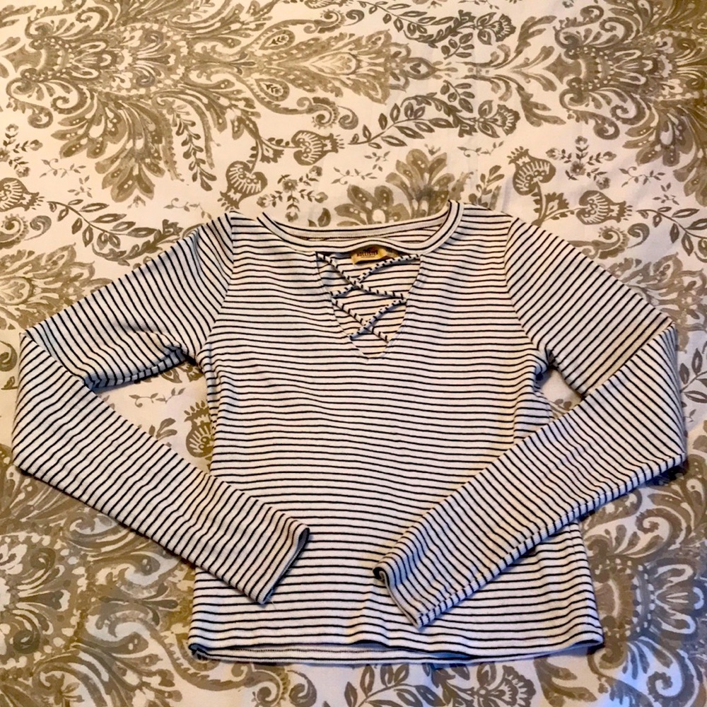 Hollister black and white stripe long sleeve top